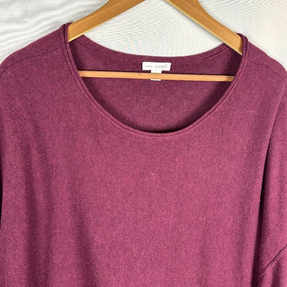 Pure Jill Kimono Cotton Sweater Tunic Top XL Burgundy Oversize Lagenlook Pocket - Picture 3 of 11